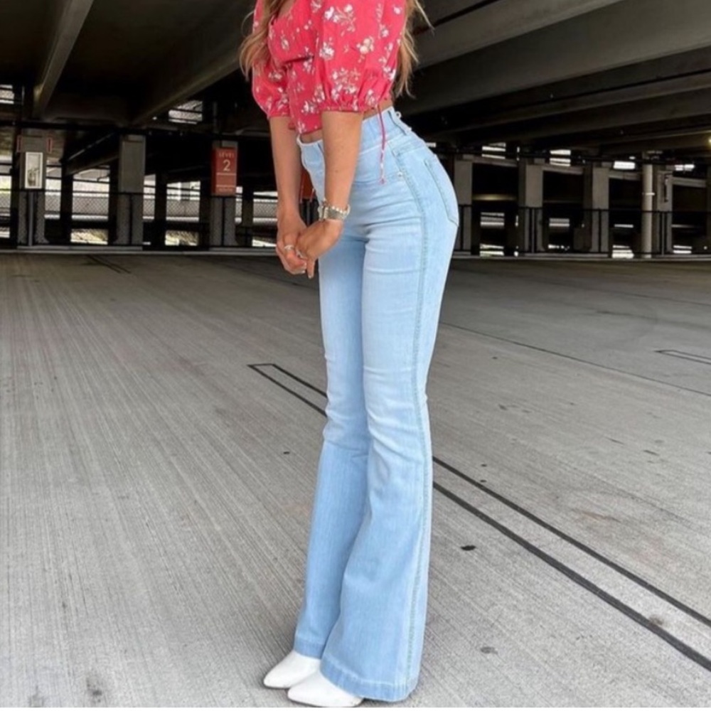 Spanx Tall SpanxShape EveryWear Flare Pull-On Retro Light Jeans